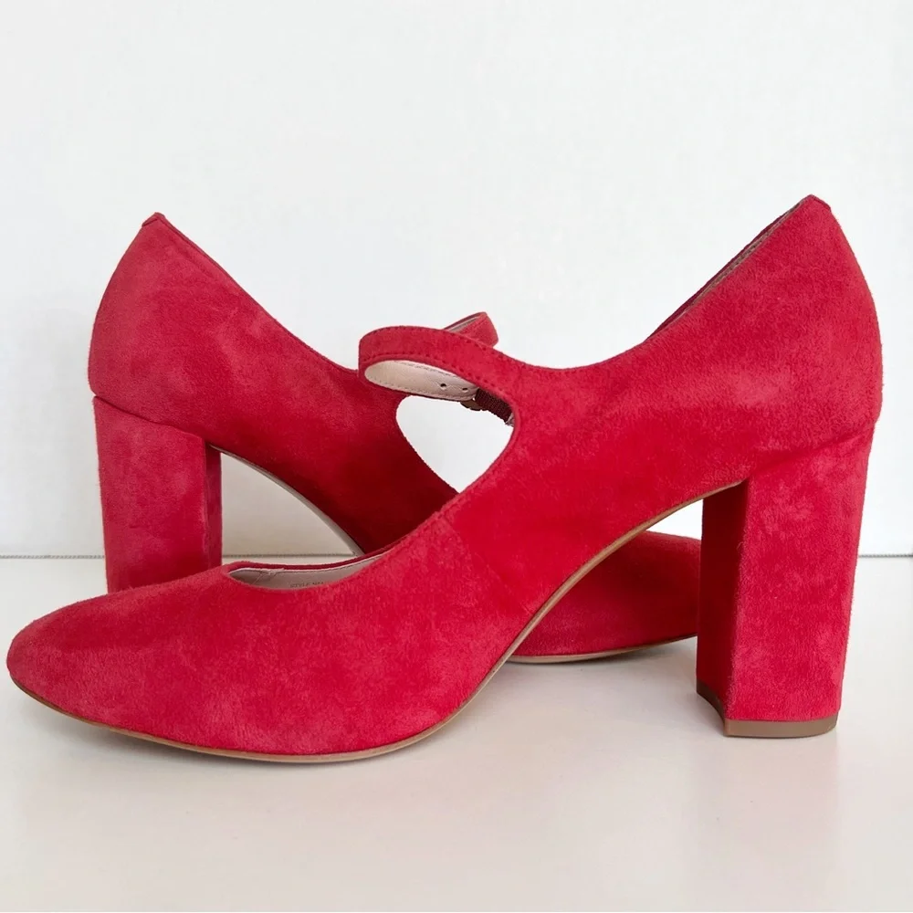 ✖️SOLD✖️•KATE SPADE• Engine Red Marlene Suede Mary Jane Pumps Size 11B - Picture 6 of 15